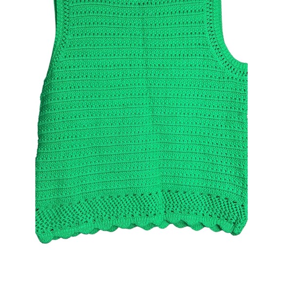 J Crew Womens Sweater Vest XS Kelly Green Crochet Knit Boho Twee Layering School - Picture 3 of 10